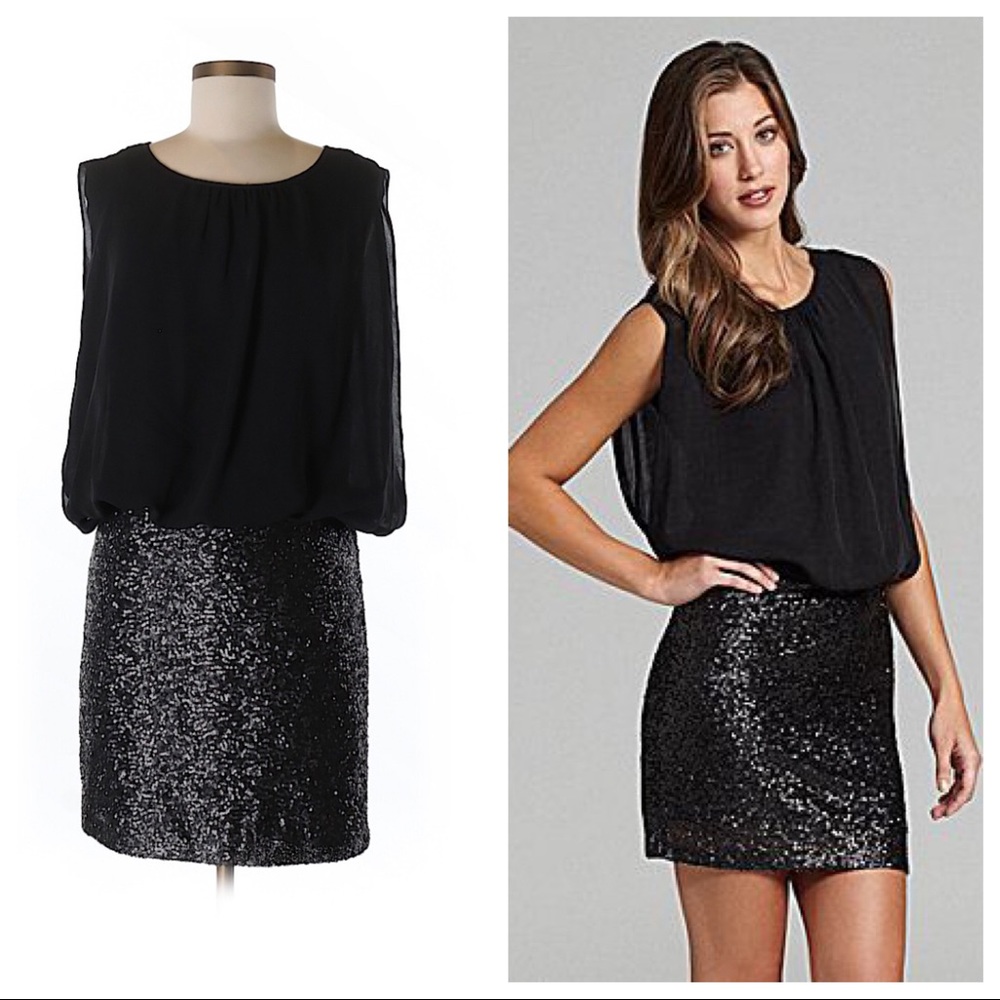 MM Couture Black Sequin Cocktail Dress - Size Med